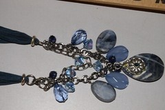 Vintage to now leather stone crystal necklace