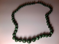 Vintage Genuine Natural Malachite Graduated Bead Necklace 22” 110g