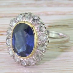 Art Deco Antique Vintage 4.50 Ct Natural Sapphire Engagement Ring 925 Silver