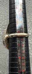 Vintage Silver Ruby Zoisite Ring Teardrop Beaded Bezel Statement Boho Size 8.25