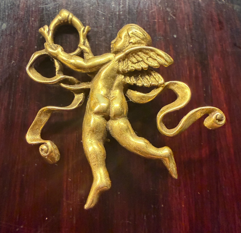 Signed MMA Vintage Gold Tone Cherub Brooch or Pendant Metropolitan Museum of Art
