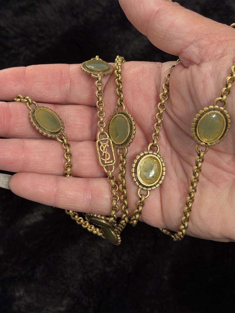 YSL Green Enamel Flapper necklace