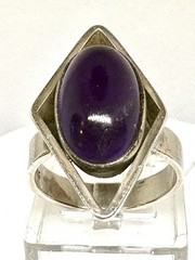 Y47 Modernist 1970s Purple 5 Ct Amethyst 935 Silver Ring Size 6.75 – 7.0 – 925
