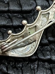 Vintage Sterling Silver Abalone Seahorse Brooch Signed CO Crystal Eye Ocean Pin