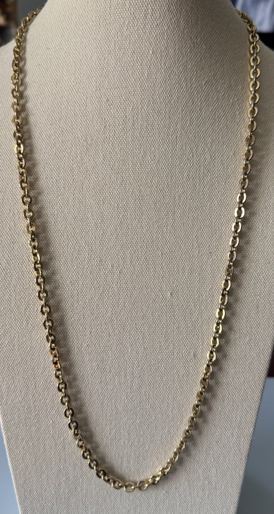 Beautiful Vintage 1970’s Goldtone Anchor Chain Necklace 28”