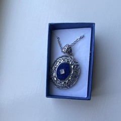 Silver Tone Oval Cameo Portrait Pendant Necklace, 19 inches long