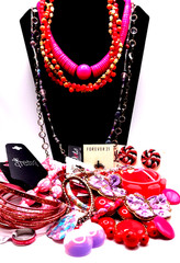 Pink Hue Estate Jewelry Bundle 1lb Mixed Fashion Jewelry Vintage Resale Lot