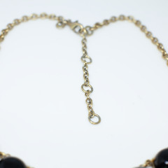 J.Crew Vintage Brass Necklace 9 Round Stones Adjustable Chain Statement Jewelry