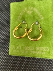 Vintage Solid 14kt Gold Earwire Gold Filled Hoop Earrings 0.66g NOS