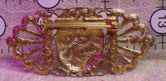vintage estate brooch pink cameo gold tone faux peeling seed pearls 2.5X1 1/8″