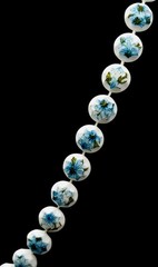 Vintage 1960’s Mid Century Blue Aqua & White Plastic Floral Beaded Necklace