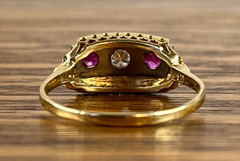 1920’s Art Deco 14k Natural Ruby Diamond Antique Ring Gold Size 10.5