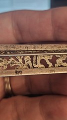 Vintage 925 Sterling Silver 10K Gold Mayan Aztec Figural Bar Brooch Pin 6 Grams