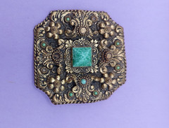 NO TARIFFS Antique Czech Neiger Style Large Brooch Art Deco Art Nouveau Sash Pin