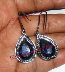 LATEST 0.66ct ANTIQUE ROSE CUT DIAMOND SILVER 925 SAPPHIRE VINTAGE LOOK EARRINGS