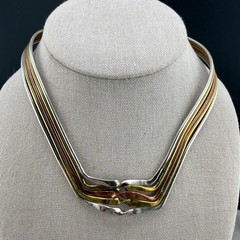 Vintage Torque Collar Necklace Multi Tone Metal Wire Choker Egyptian Revival 14”