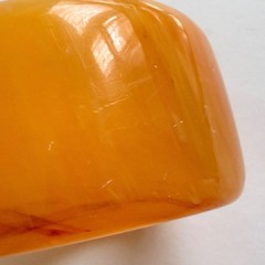 Vintage lucite acrylic bracelet orange swirl wide 1.5 chunky translucent