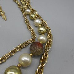 Vintage Layered Necklace Chains Beaded Simulated Pearl 20 Inch