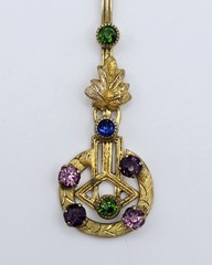 Antique Edwardian Suffragette Lavalier Pendant Necklace 14K Gold Filled Chain