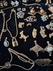 Antique 10k 12k Gold Filled Some Gold Plate Jewelry Lot 264g Wearable & Scrap