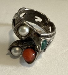RARE MODERNIST BRUTALIST ISRAEL 925 STERLING SILVER RING SIZE 6