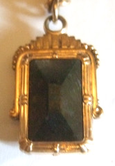 Victorian Style Pendant Fob Carnelian Onyx Estate Jewelry