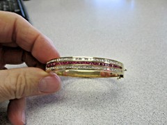 Stunning 6.00 ctw Princess cut Ruby and Diamond Bangle Bracelet 6.5in Make Offer