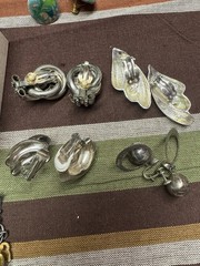 Vintage Multicolor Clip-On Earrings Lot Metal Plastic Glass