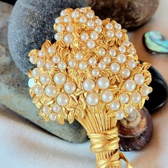 Early Karl Lagerfeld at Chanel Brooch Large 4.5 Inches Flower Bouquet Signed COA