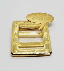 JJ Jonette Vintage I Love Grandma Photo Frame Brooch Pin Gold Tone