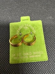 Vintage Solid 14kt Gold Earwire Gold Filled Hoop Earrings 1.34g NOS