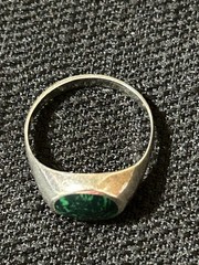 Vintage 925 Sterling Silver Signet Style Ring With Malachite Size 8.5