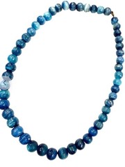Vintage Blue Kyanite Beaded Necklace With Gold-Tone Spring Clasp