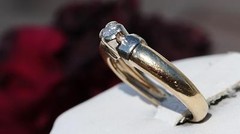 14k multi tone gold ring 0.11ct diamond solitaire engagement 1920’s 4.15g sz5.25