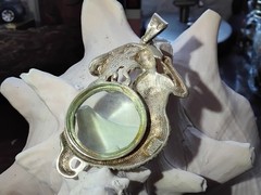 ~ Vintage Large Sterling Silver Mermaid Magnifying Glass Pendant ~