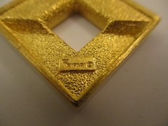 Vintage Crown Triafri Pendant Diamond Square Shape Silver Gold Two Tone