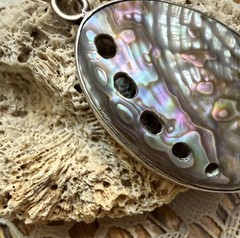 Vintage 950 Sterling Silver Abalone Shell Beach Sea life Pendant