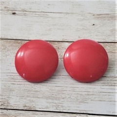 Vintage Clip On Earrings – 1 & 1/8″ – Very Red Circular