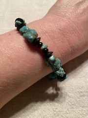 Vintage Turquoise And Hematite Bead Bracelet Claw Clasp