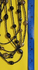 Black vintage-style Bohemian multi-strand glass bead necklace 20″
