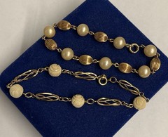 13.9g LOT 2x Gold Filled Bracelet 7″ Shell Cage Bead Chain Victorian Gf