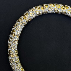 Vintage Swarovski Gold Tone Crystal Floral Link Necklace 16” Signed Swan Retired