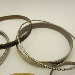 Vintage Bracelet Bangle Lot Silver Tone Alpaca Gold Tone Rhinestone