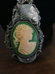 Lot of 4 Cameo Pendants Carved Shell Silver Tone With Pearl Necklace & Bracelet