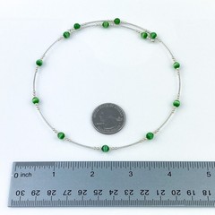 Green Cat’s Eye Tension Wire Necklace | Vintage Sterling Silver | 16″