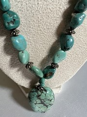 Vintage Southwestern Chunky Turquoise Nugget Necklace – 22″ Matinee, 67g