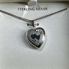 Vintage Sterling 925 Silver Heart Picture Locket On 18” Chain New With Gift Box