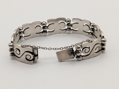 HEAVY Vintage Taxco Mexican Sterling Silver Link Ball Bracelet 74 Grams Sz 7¼