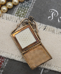 Antique 10k Victorian Square Rolled Gold Etched Filled Locket Photo Pendant Fob