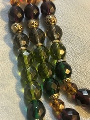 Beautiful Vintage Strung Glass Beaded Multicolor- 3 Strand 17.5in Necklace